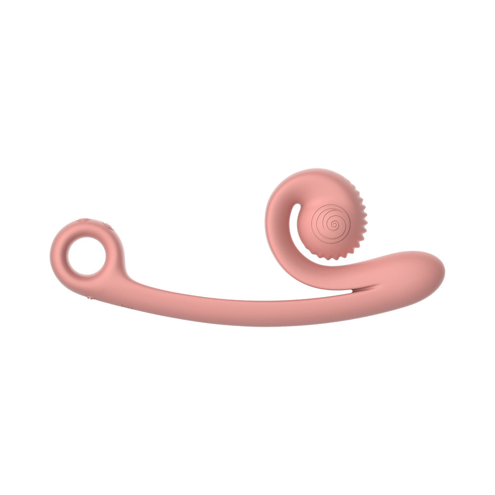 SVibe Snail Curve Dual Stimulator Peach showing its ergonomic design for dual stimulation.