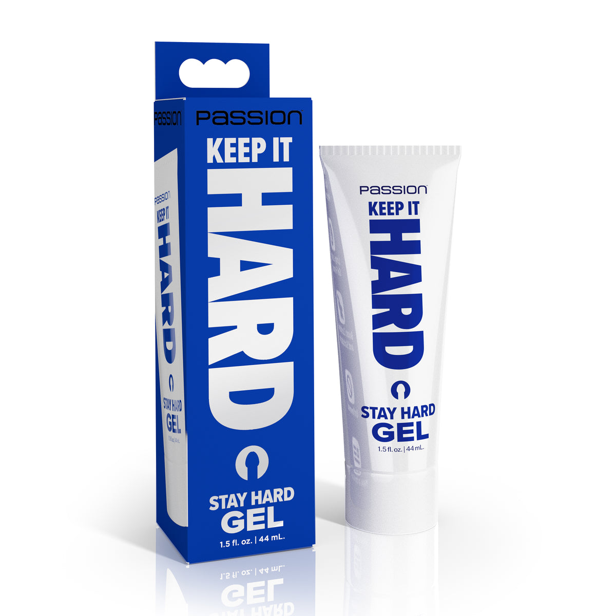 Passion Keep It Hard Stay Hard Gel 1.5 Oz packaging and tube displayed, designed for enhanced intimacy.