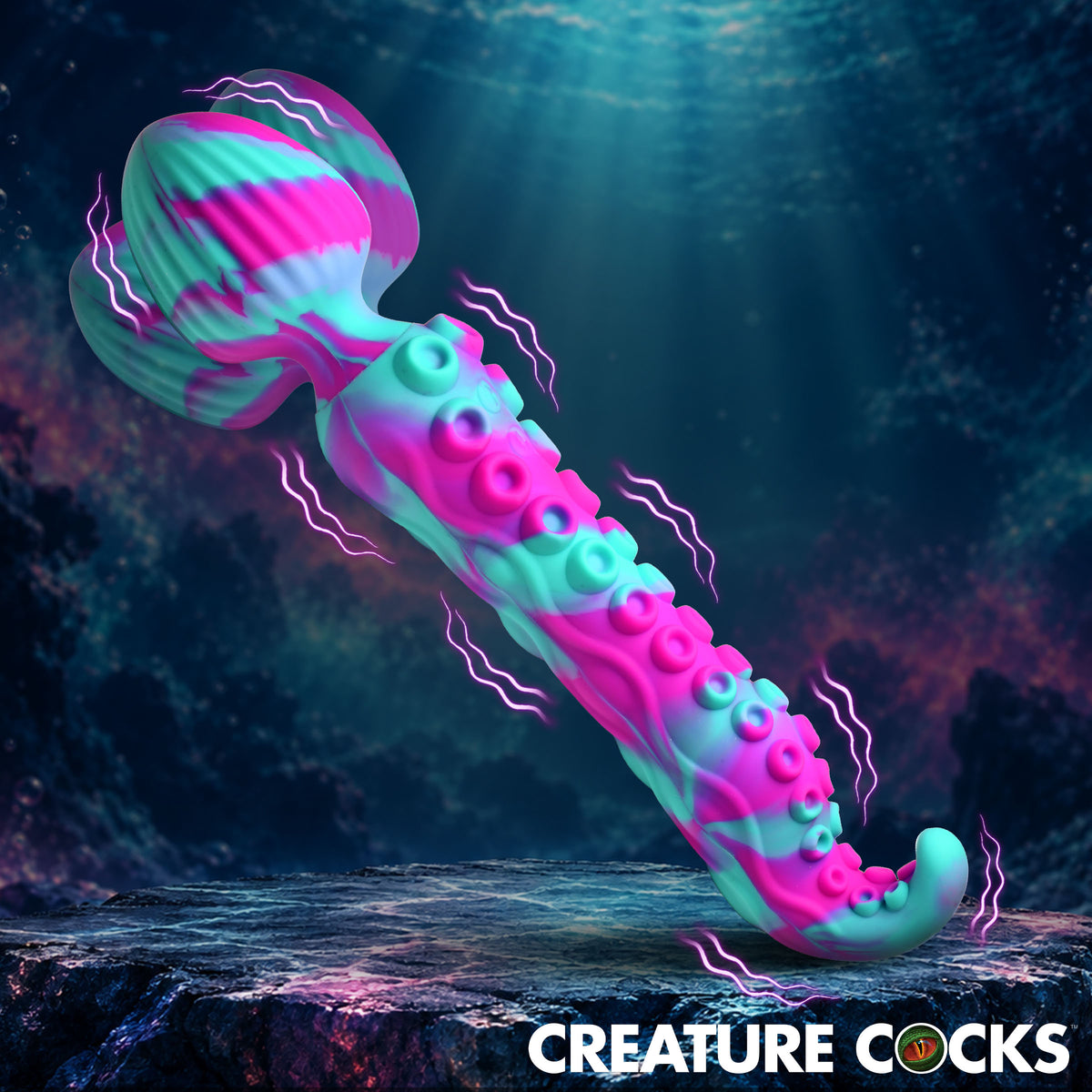Creature Cocks Kraken Wand Dual-Ended Silicone Wand Massager in vibrant colors with textured design.