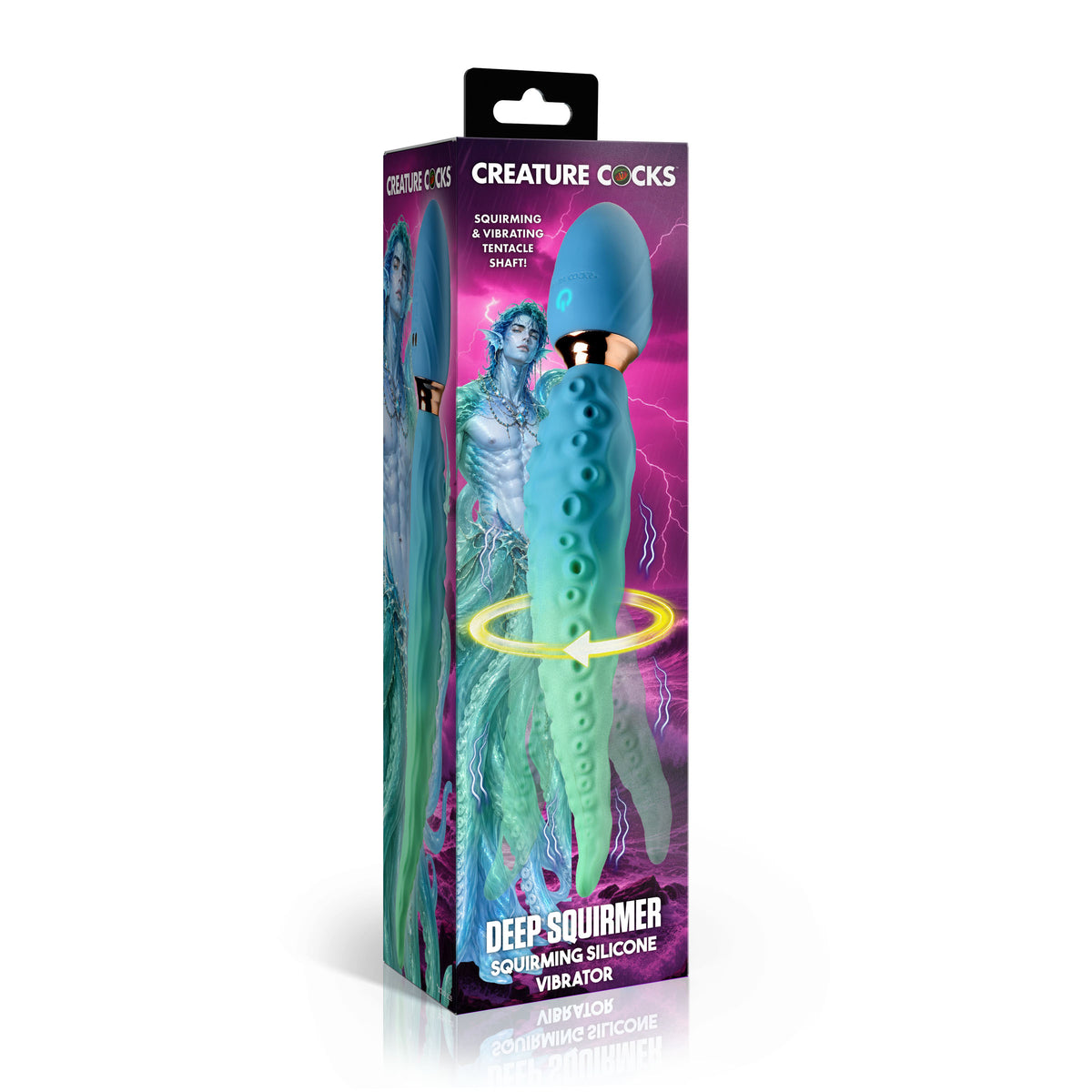 Creature Cocks Deep Squirmer Squirming Silicone Vibrator packaging featuring tentacle design and bulbous head.