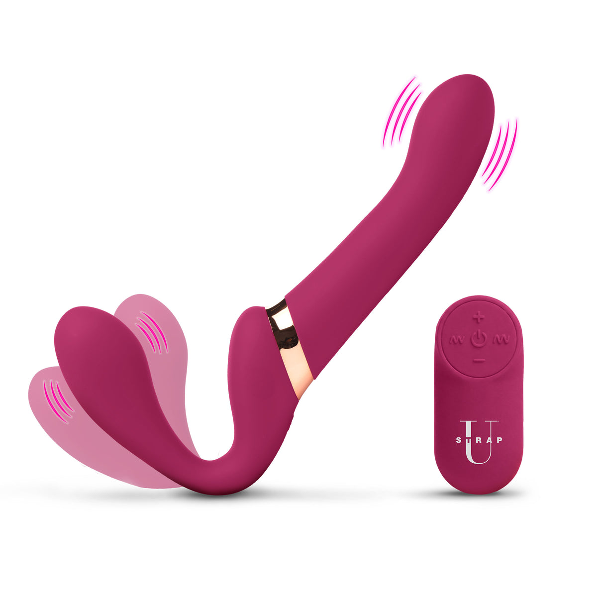 10X Pleasure Poser Posable Vibrating Strapless Strap-On with remote and flexible shaft for enhanced pleasure.