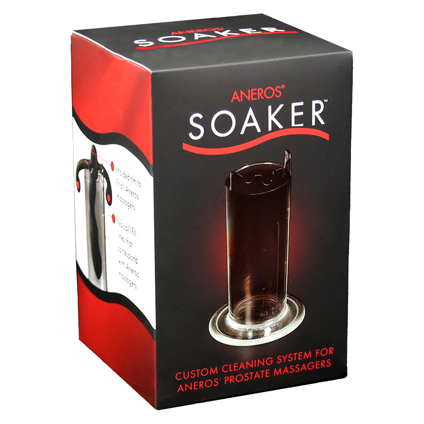 Aneros Soaker Custom Cleaning System packaging, designed for Aneros prostate massagers with a full suspension cleaning support.