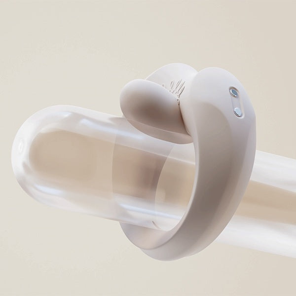 ZALO Apis Vibrating Couples Ring Ivory White showing its sleek design and body-safe silicone material.