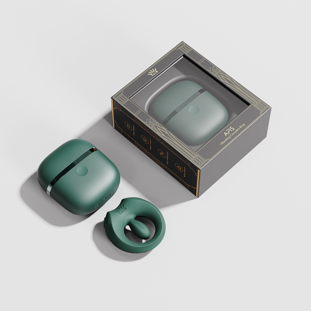 ZALO Apis Vibrating Couples Ring Turquoise Green packaged with a sleek, modern design.