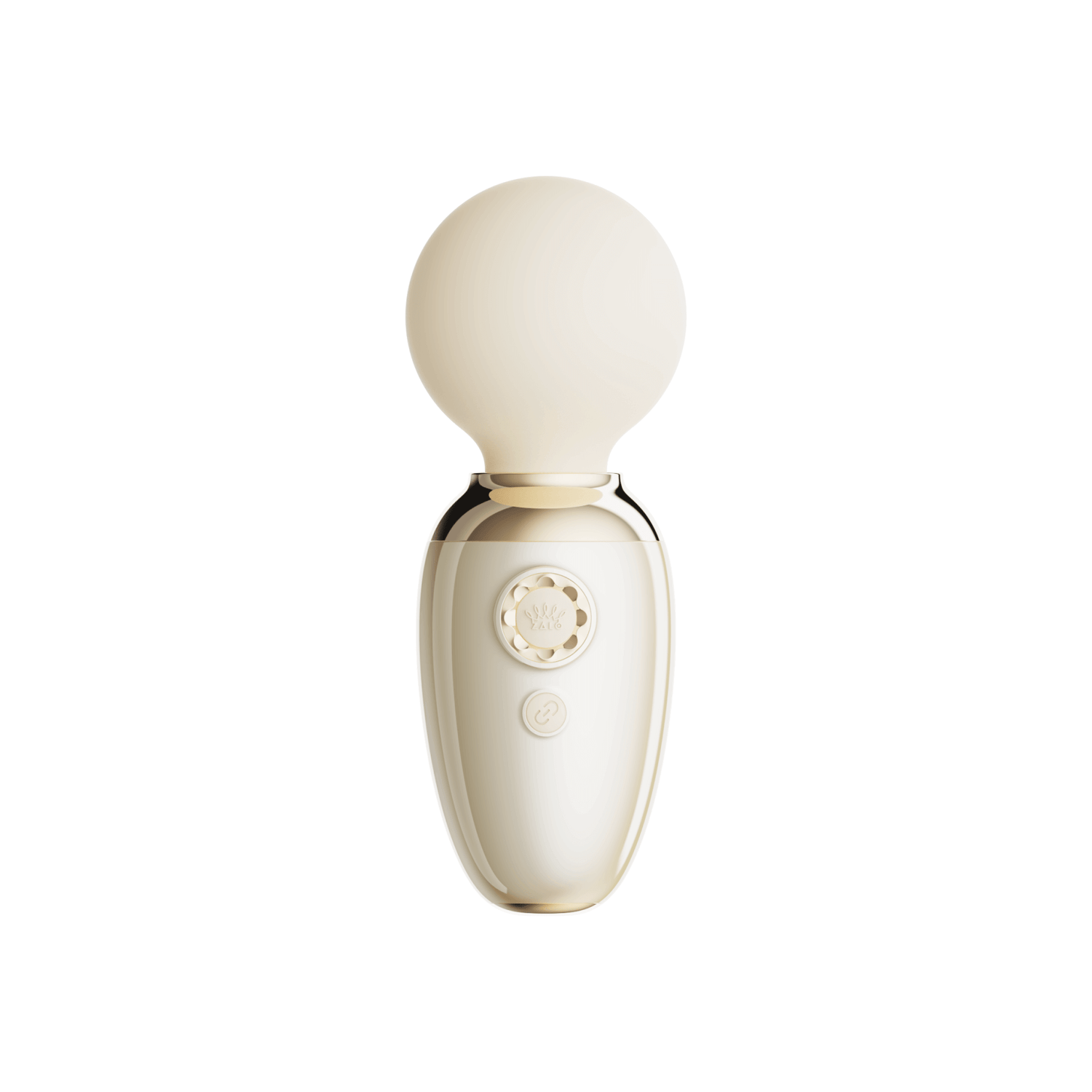 ZALO AVA white app-controlled smart wand massager with DirectPower 2.0 technology and heating function, round silicone head, elegant handle