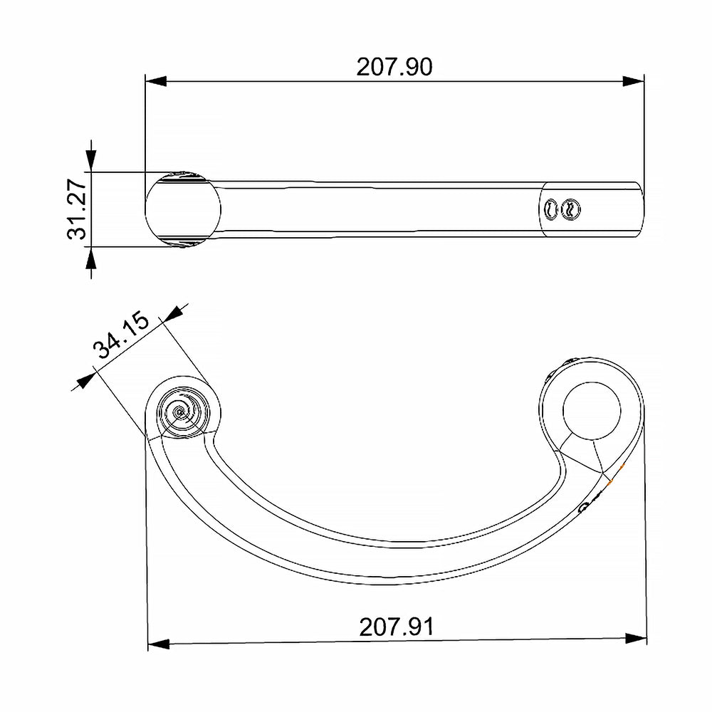 Design diagram for SVibe Snail AXI Spot Wand Vibrator Granite Noir with dimensions.