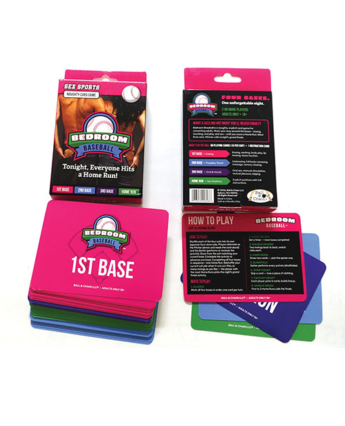 Ball & Chain Bedroom Baseball Card Game featuring colorful cards and playful designs for adult couples.