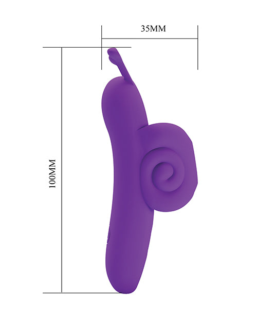 Pretty Love Snail Honey Finger Vibe Purple dimensions 100mm x 35mm with ergonomic design and silicone loop