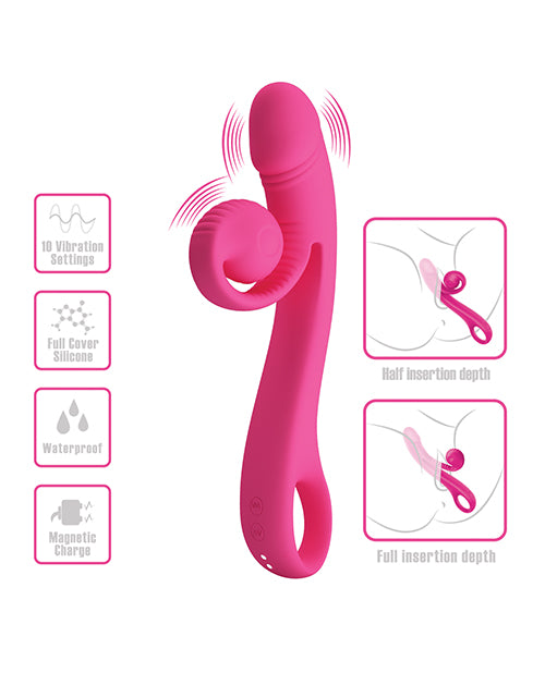Pretty Love Romance Beau Snail Rabbit Vibrator Hot Pink