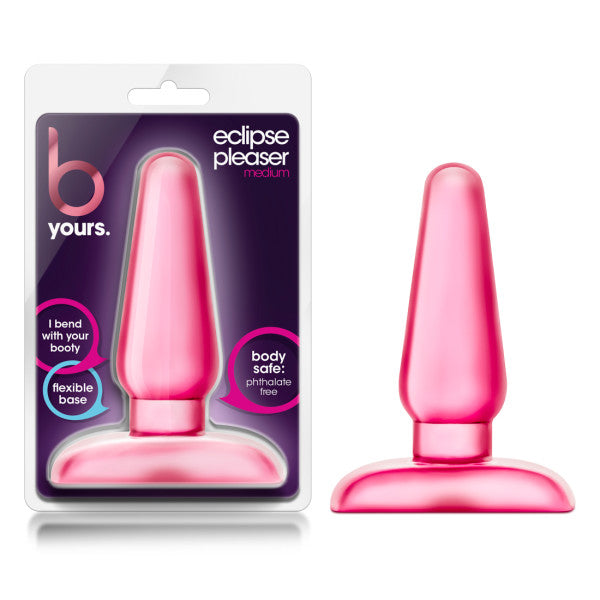 B Yours Eclipse Anal Pleaser Medium Pink Butt Plug in packaging, designed for comfortable anal play.