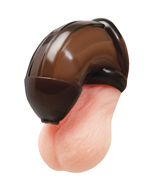 Blue Line TPE Chastity Cage With Ball Loop and Pee Hole for secure and comfortable wear.