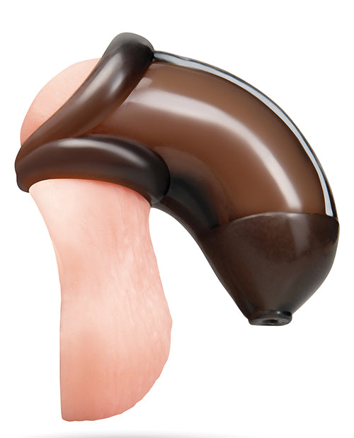 Blue Line TPE Chastity Cage With Ball Loop and Pee Hole for secure, comfortable wear and easy urination.