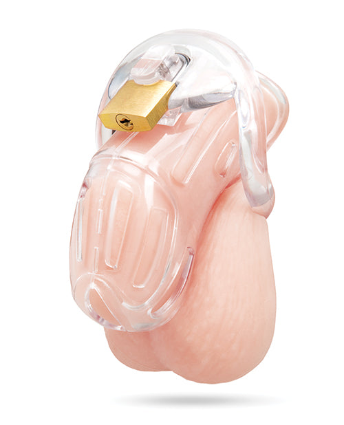 Blue Line 2 Inch Acrylic See Thru Chastity Cock Cage with lock for enhanced teasing and control.