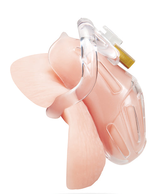 Blue Line 2 Inch Acrylic See Thru Chastity Cock Cage displayed in a clear, compact design for chastity play.