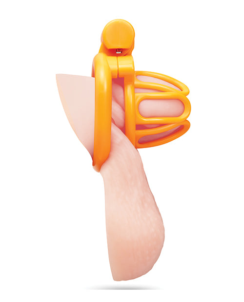 Blue Line Fenced-In Inmate Mini Cock Chastity Case showcasing its unique prison-inspired design for restraint play.