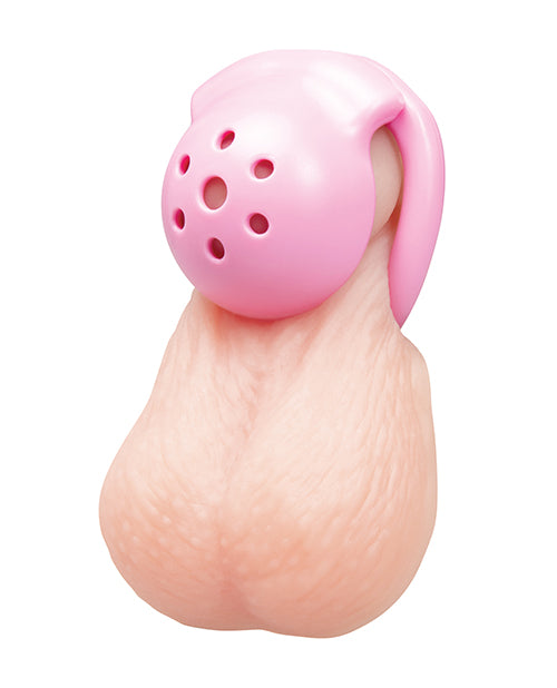 Blue Line Pussyboy Pink Mini Chastity Cage showcasing a compact design with a bold pink finish.