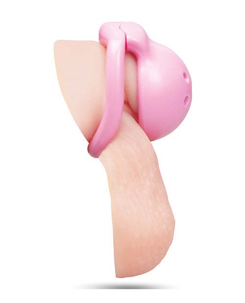 Blue Line Pussyboy Pink Mini Chastity Cage showcasing its playful pink design and compact profile.
