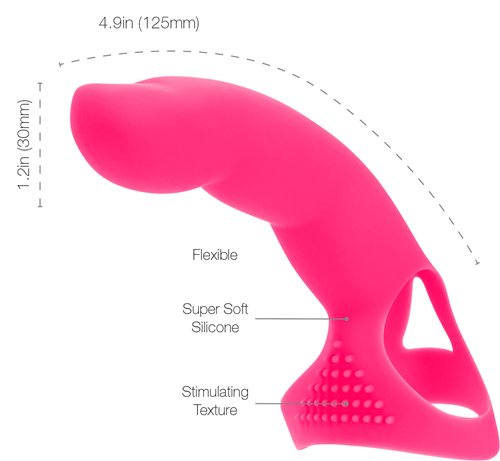 BMS Extra Touch 4.9 Inch Silicone Finger Dong Pink showcasing flexible design, super soft silicone, and stimulating texture.