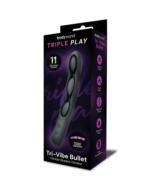 Bodywand Tri-Vibe Triple Motor Bullet Vibrator packaging featuring 11 vibration modes and ergonomic design.