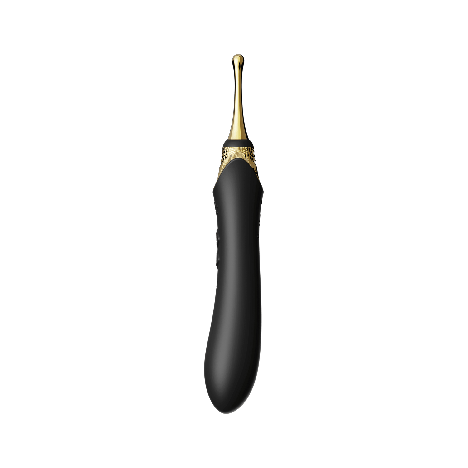 Bess 2 Clitoral Massager in Obsidian Black with targeted stimulation and 8 vibration modes, showcasing its sleek design and gold accent.