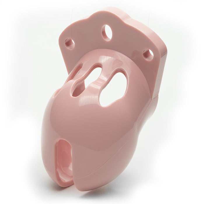 CB-X Mr Stubb Kit 1.75 Inch Pink Chastity Cock Cage showing a compact, pink chastity device with open design.