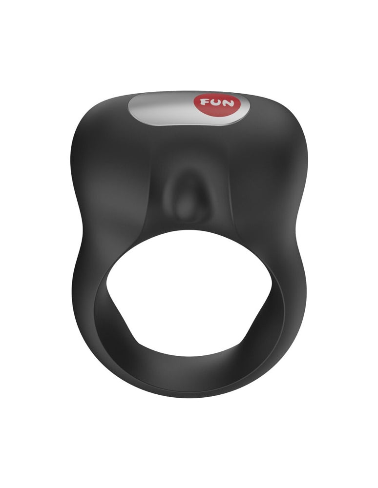 Fun Factory Steady Vibrating Cockring Black, a sleek black vibrating cockring for enhanced pleasure.