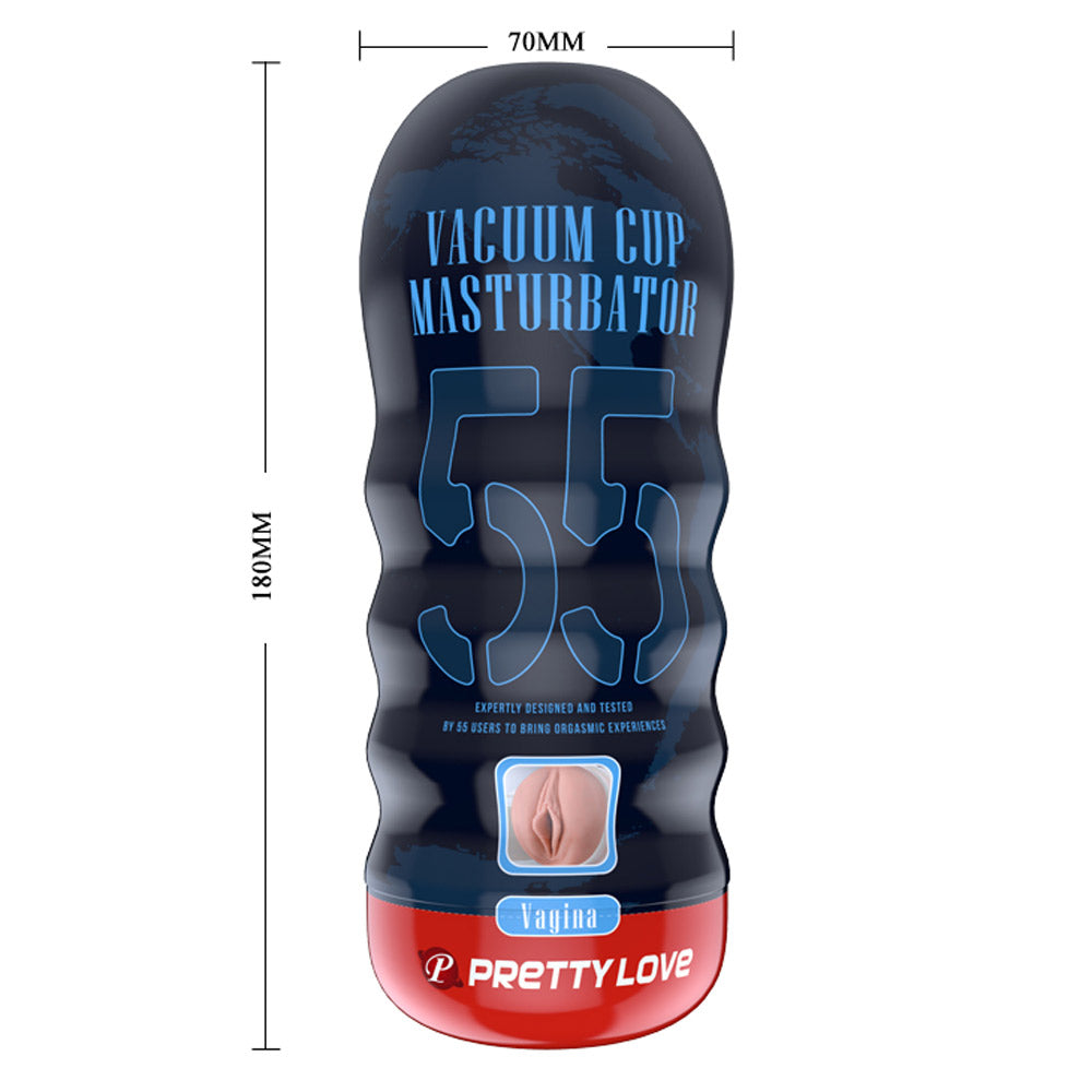 Pretty Love Vagina Vacuum Cup Masturbator Beige with unique design and measurements for ultimate pleasure.