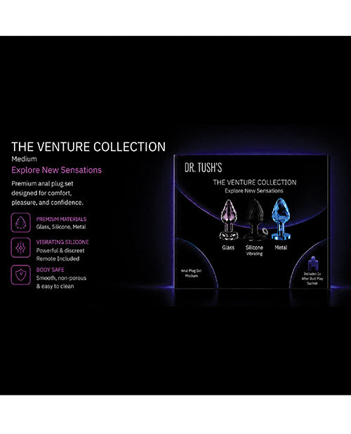 Dr Tush's Venture Collection Medium Anal Plug Set features premium materials and design for comfort and confidence.