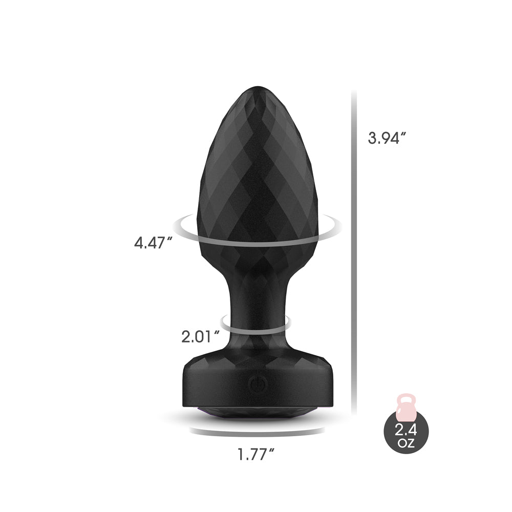 Viben Twila Light Up Rotating Vibrating Anal Plug with size dimensions and weight.