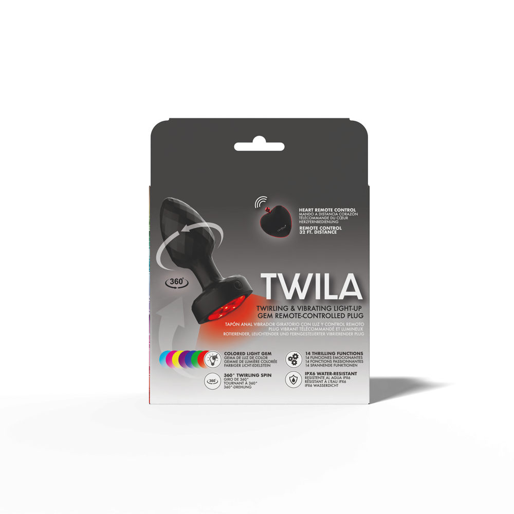 Viben Twila Light Up Rotating Vibrating Anal Plug with remote control and color-changing gem packaging.