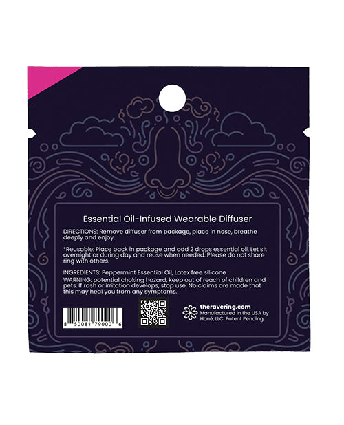 Rave Ring Chill Single Sachet Peppermint Scent Pink Essential Oil-Infused Wearable Diffuser packaging.