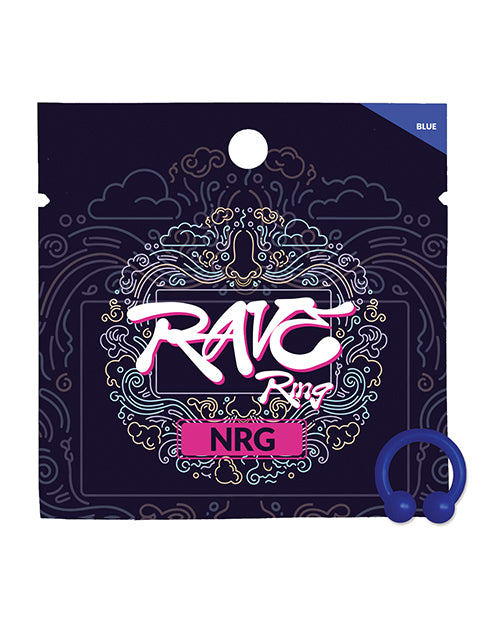 Rave Ring NRG Single Sachet Energy Scent Blue packaging with a blue ring, perfect for festivals.