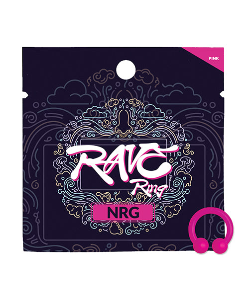 Rave Ring NRG Single Sachet Energy Scent Pink packaging featuring bright design and energy ring for aromatherapy.