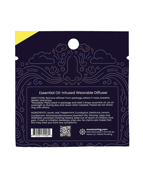 Rave Ring Xhale Single Sachet Breath Easy Scent Yellow essential oil-infused wearable diffuser packaging.