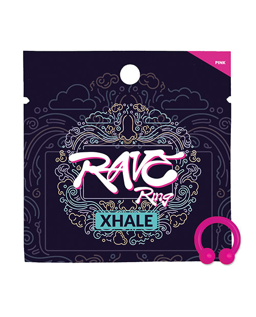 Rave Ring Xhale Single Sachet Breath Easy Scent Pink packaging with pink ring on the side.