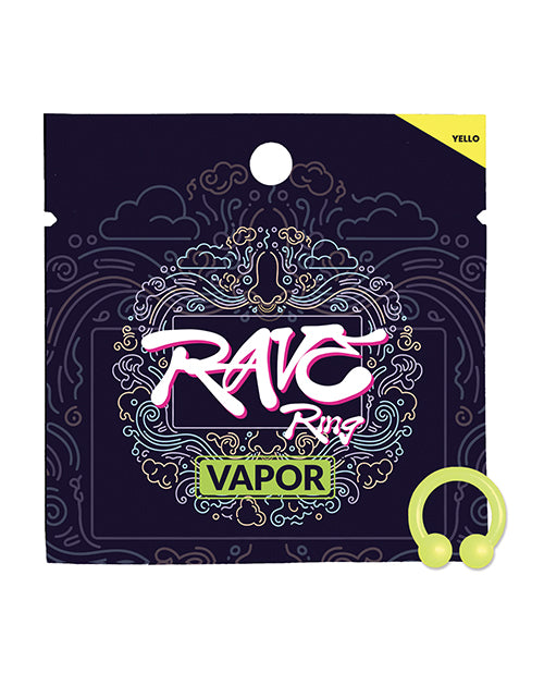 Rave Ring Vapor Single Sachet Eucalyptus Scent Yellow packaging with logo and yellow nasal diffuser ring.