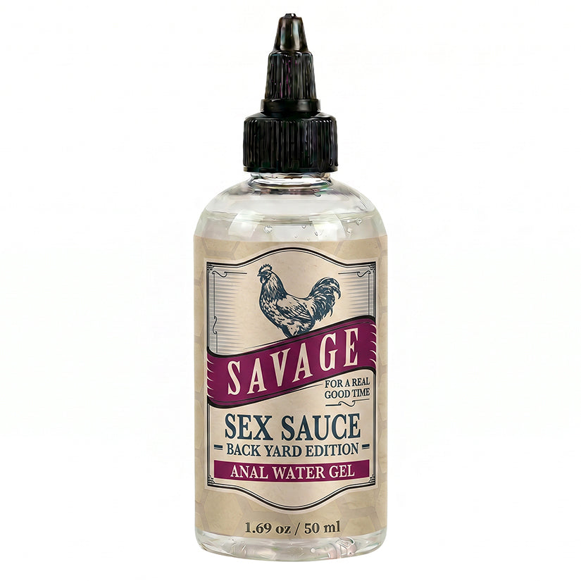 Savage Sex Sauce Backyard Edition Lube 1.69 Oz bottle for intimate moments with smooth gliding texture.