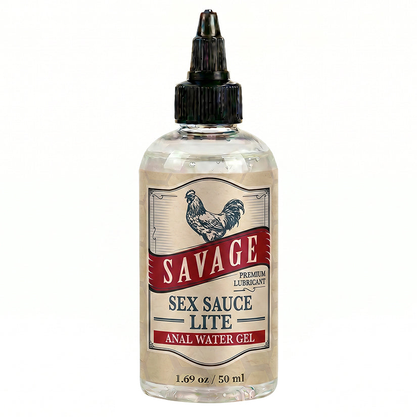 Savage Sex Sauce Lite 1.69 Oz Personal Lubricant bottle, designed for smooth and comfortable intimate experiences.