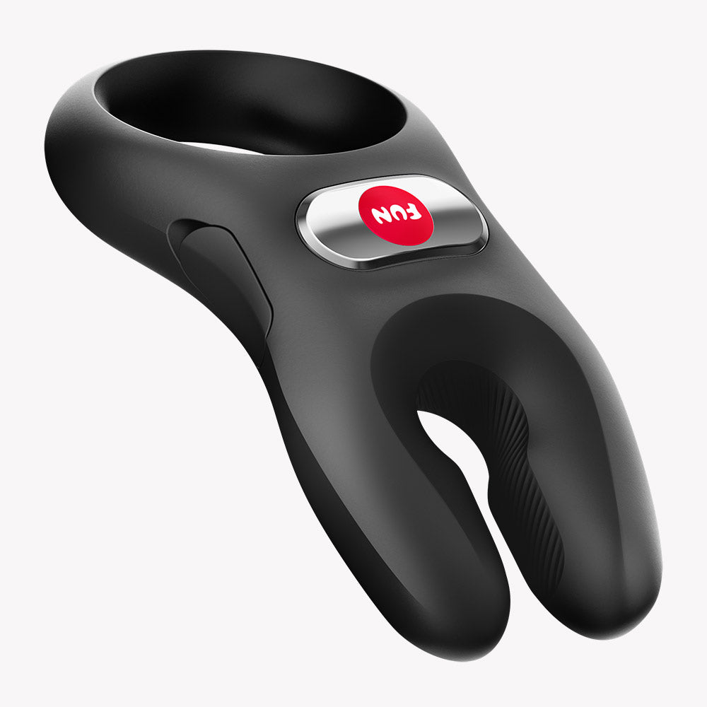 Fun Factory Nos Pro Vibrating Cock Ring Black designed for intense climaxes and targeted clitoral stimulation.