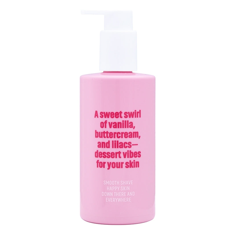 Coochy Shave Cream Frosted Cake 8 Oz in pink bottle, delivering smooth shave with sweet scent.