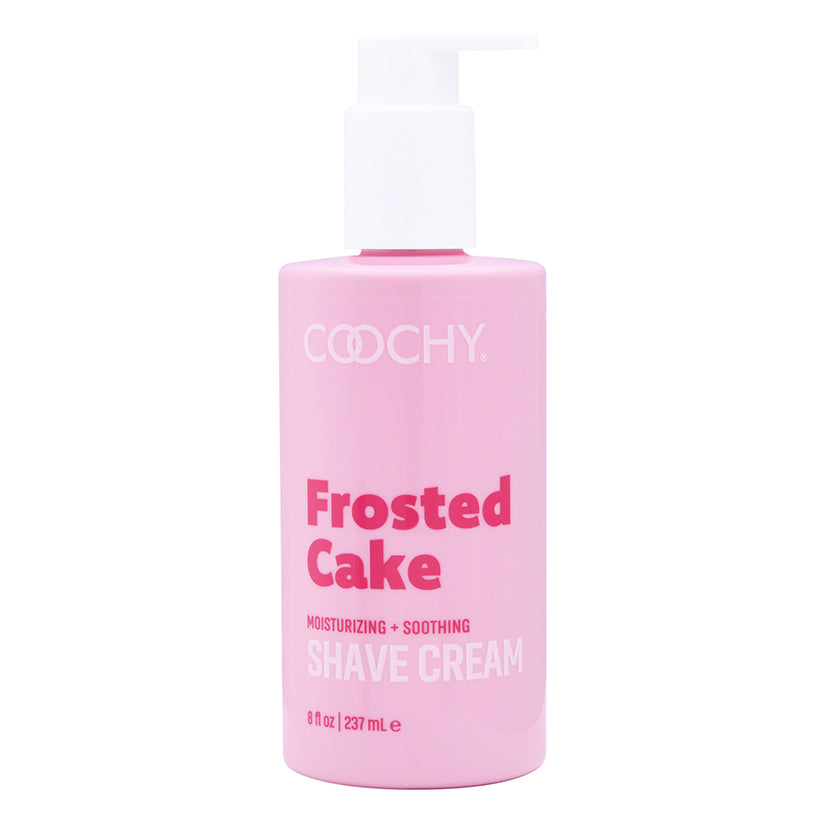 Coochy Shave Cream Frosted Cake 8 Oz in a pink bottle for a smooth, moisturizing shave experience.