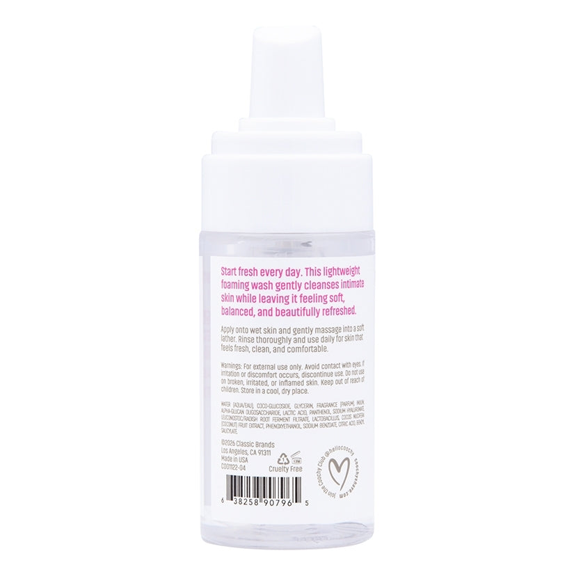 Coochy Fab Fresh Intimate Foaming Cleanser Peony 4 Oz lightweight foaming wash for gentle cleansing.