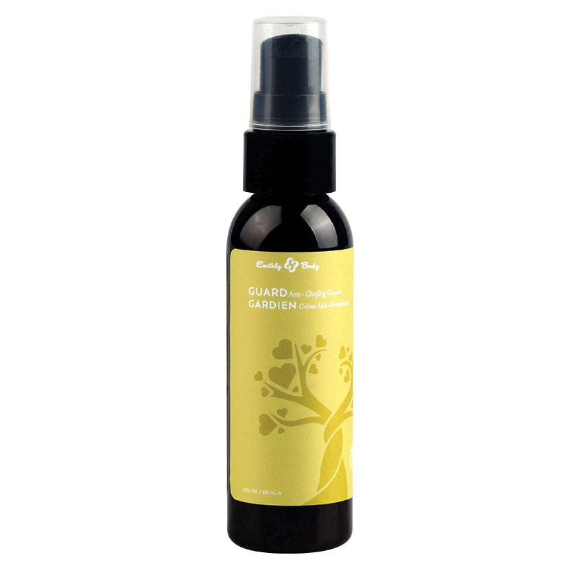 Earthly Body Guard Sweat Defense Anti-Chafing Cream 2 Oz bottle with spray nozzle on a white background.