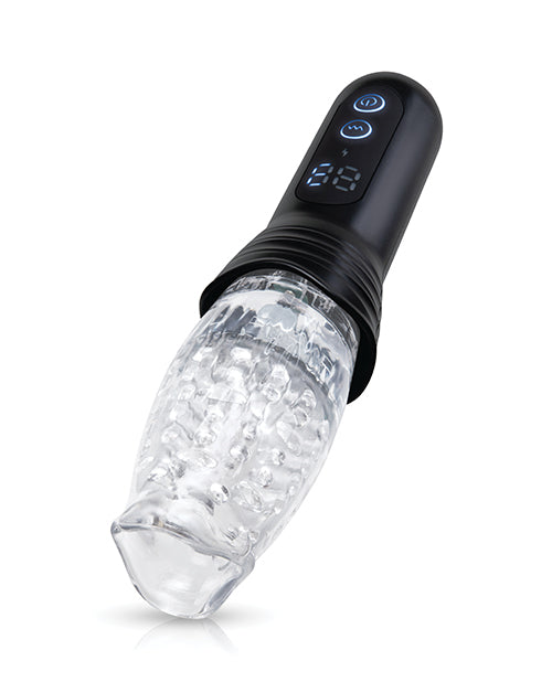 He-Vibe The Original Gluk Gulk Automatic Masturbator shown with clear texture and control panel.