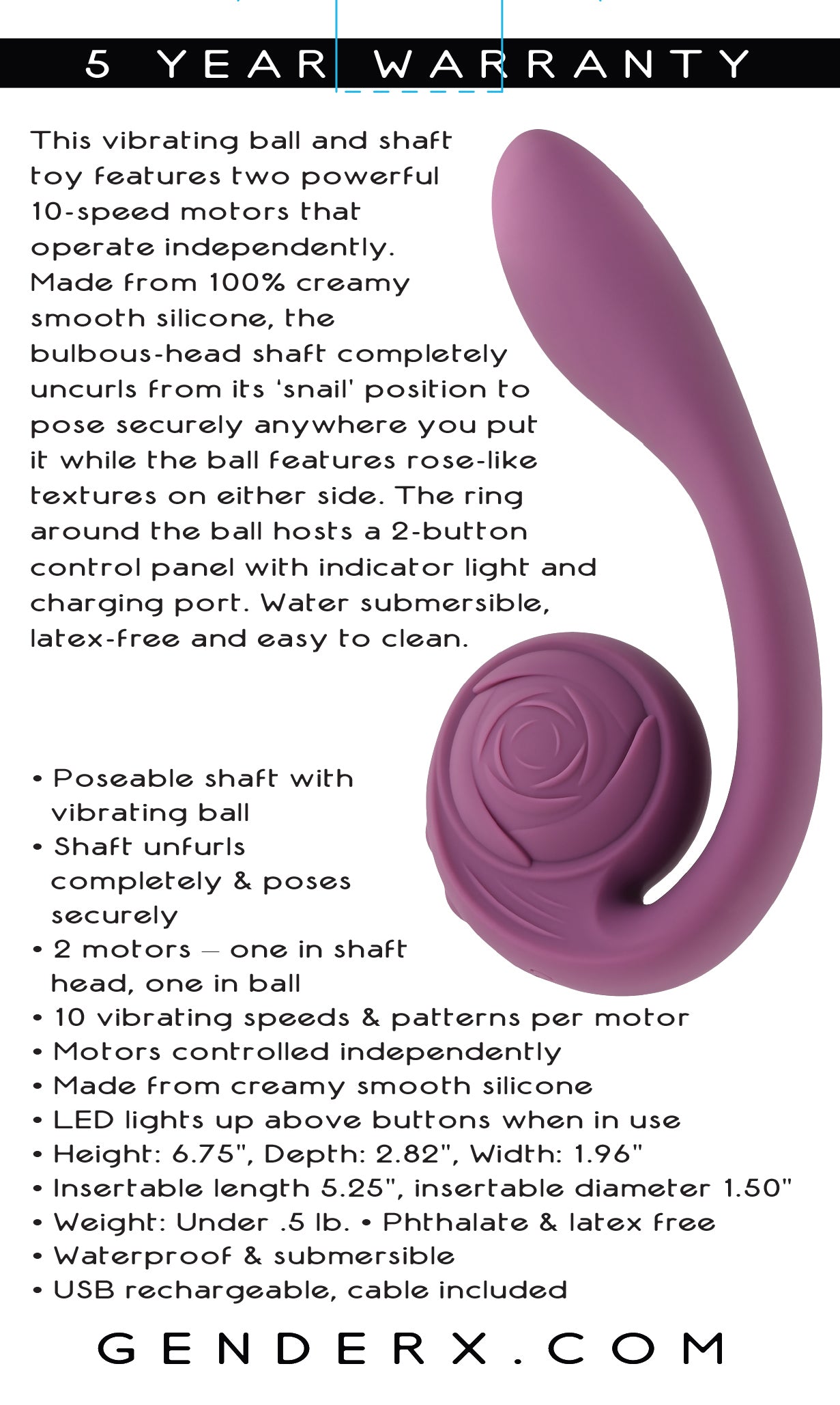 Gender X Poseable You Snail Vibrator Purple with dual motors and smooth silicone for versatile stimulation.