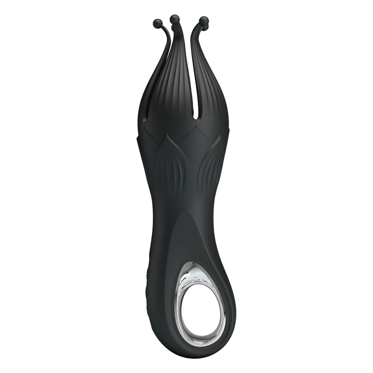 Pretty Love Arella Multi Petal Stimulator Black with flexible petals for enhanced male pleasure.