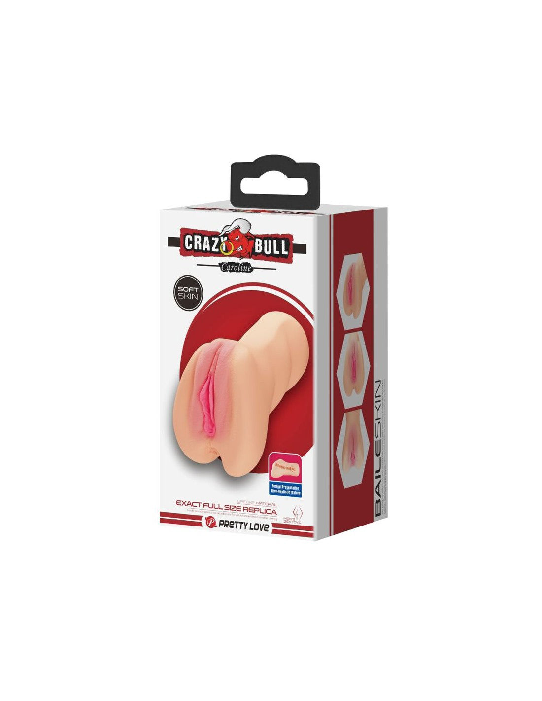 Pretty Love Caroline Realistic Vagina Masturbator Light packaging featuring lifelike design and soft skin material