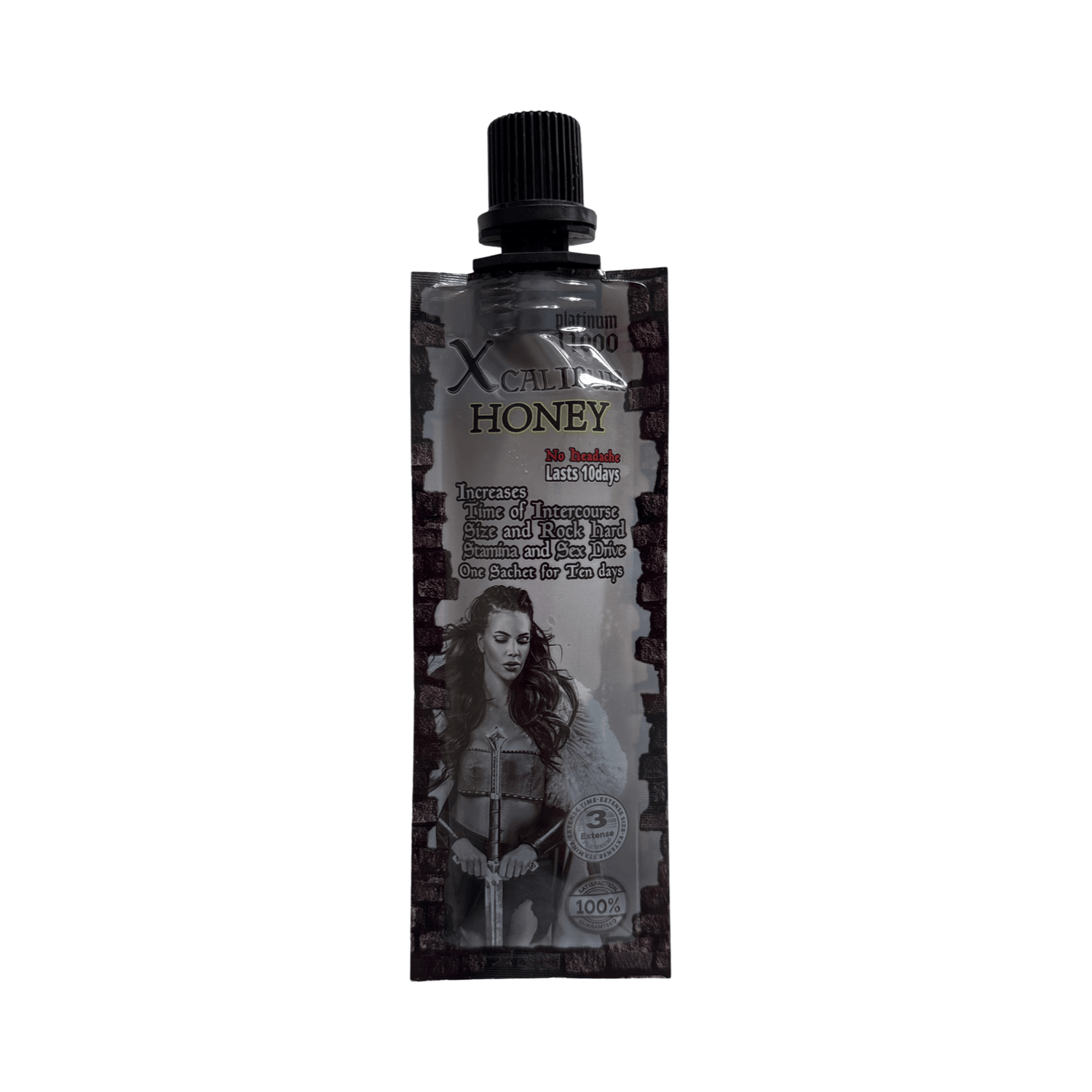 XCalibur Platinum 11000 Honey Vitality Support for Men sachet designed to boost energy and stamina.