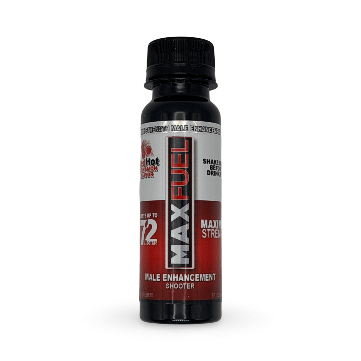 MaxFuel RedHot Cinnamon Male Enhancement Shooter - 3 fl oz, designed to boost stamina and sexual performance.