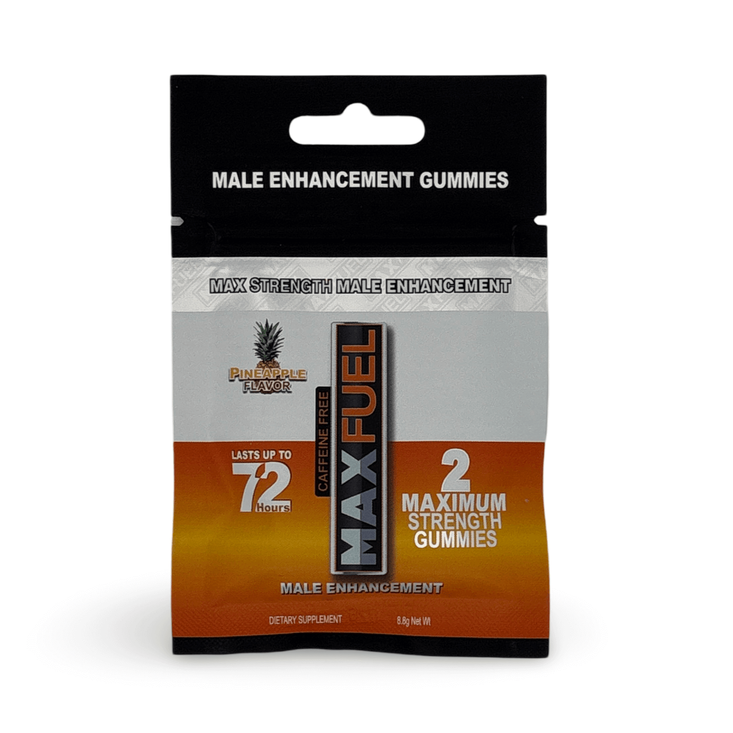MaxFuel Pineapple Male Enhancement Gummies package, featuring 2 gummies for long-lasting performance.